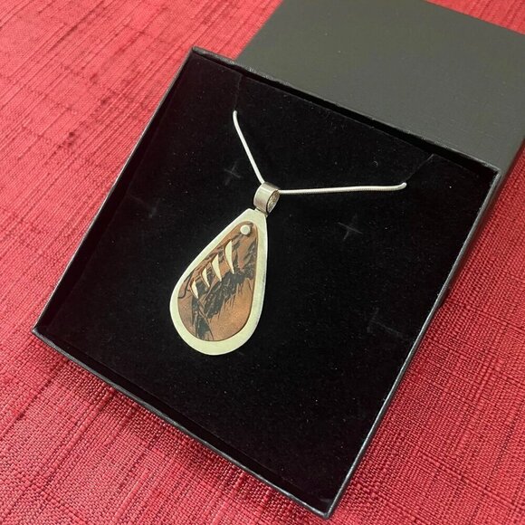 Jessie Senecal Handmade Sterling Silver "Copper Tiger Stripes" Necklace - Picture 2 of 4